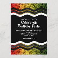 Teen Boy Red Yellow Green Smoke Party Invitations