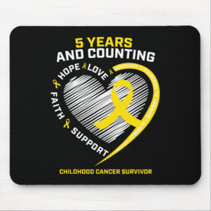 Teen Boys Girls Kids 5 Years Gold Childhood Cancer Mouse Pad
