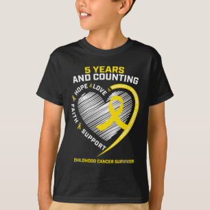 Teen Boys Girls Kids 5 Years Gold Childhood Cancer T-Shirt