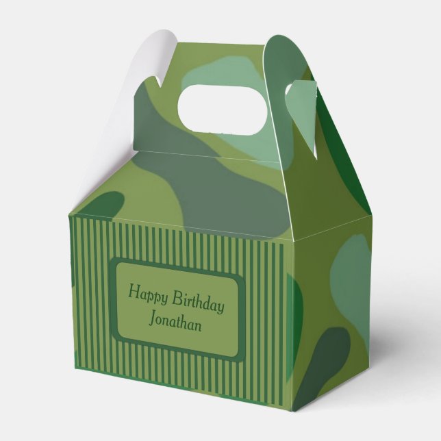Teen Boys Green Camo Party Gift Box (Front Side)