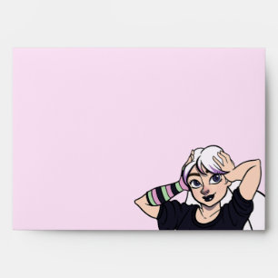 Teen Cute Punk Girl Pink Cartoon Envelope