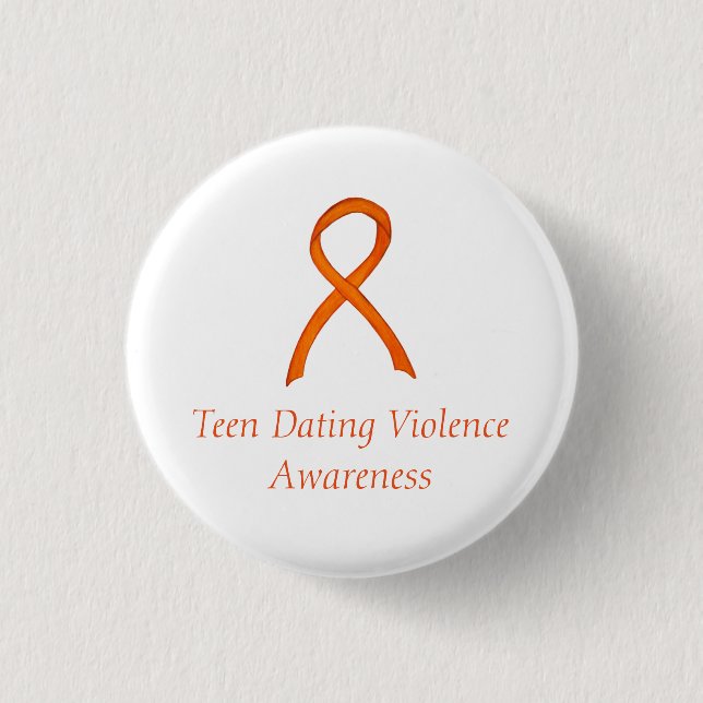Teen Dating Violence Awareness Ribbon Custom Pin (Front)