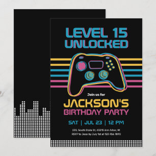 Teen Gaming Gamer Boy Video Game Player Birthday Invitation