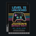 Teen Gaming Gamer Boy Video Game Player Birthday Invitation<br><div class="desc">Cool and awesome design for teenagers,  boys or girls who love playing video games,  console gaming or pc gaming. Perfect for gamer theme birthday party. You can customize the wording to fit other occasions.</div>