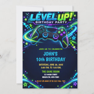 Teen Gaming Gamer Boy Video Game Player Birthday Invitation