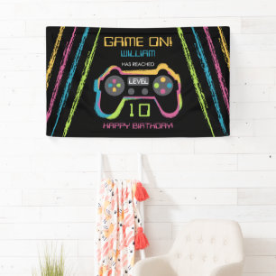 Teen Gaming Gamer Video Game Player Birthday Banner