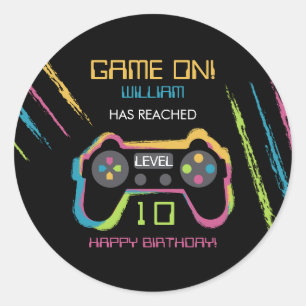 Teen Gaming Gamer Video Game Player Birthday Classic Round Sticker