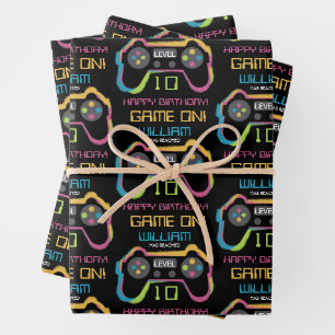 Teen Gaming Gamer Video Game Player Birthday Wrapping Paper Sheet