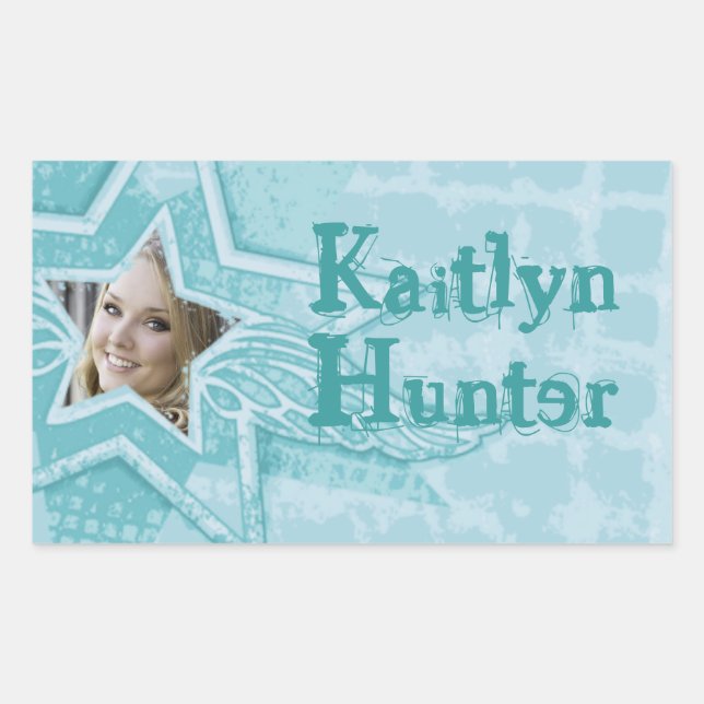 Teen girl aqua blue id name label sticker (Front)