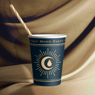 Teen Girl Celestial Blue First Moon Period Party  Paper Cups
