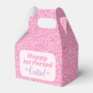 Teen Girl Cute Pink Glitter First Period Party  Favor Box