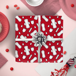 Teen Girl First Period Blood Red Menses Pads Wrapping Paper