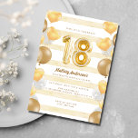Teen Girl Gold Balloon 18th Birthday Party  Invitation<br><div class="desc">Cute gold 18 balloon party invitation for her eighteenth birthday party celebration.</div>