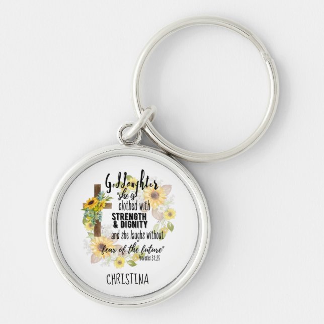 Teen Goddaughter Gift - Personalized Proverb Quote Keychain (Front)