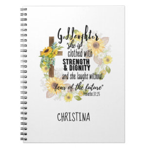 Teen Goddaughter Gift - Personalized Proverb Quote Notebook