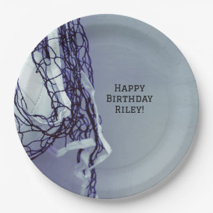 Teen Grey Birthday Party Net & Volleyball Paper Plate