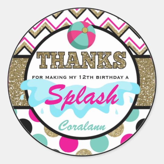 Teen Pool Party Thank You Favour Tag