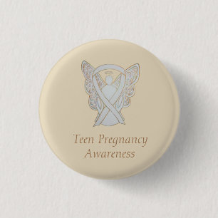 Teen Pregnancy Awareness White Ribbon Angel Pin
