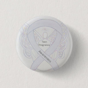 Teen Pregnancy Awareness White Ribbon Angel Pin