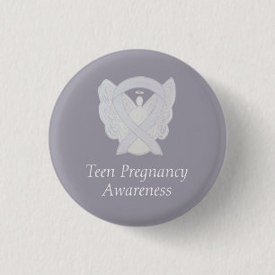 Teen Pregnancy Awareness White Ribbon Angel Pin