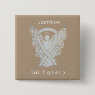 Teen Pregnancy Awareness White Ribbon Angel Pin