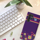 Teen Purple Monogram Fun Floral Inspirivity Samsung Galaxy Case<br><div class="desc">This cheerful and colourful Inspirivity cell phone case will be the perfect addition to your phone. The fun, pastel coloured flowers is perfect for any age. Add an initial to personalize this colourful case. Lots of new phone cases added in my Zazzle shop. For more of my daily inspirational artwork,...</div>
