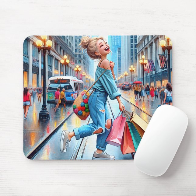 Teen Shopping In The Big City Mouse Pad (With Mouse)