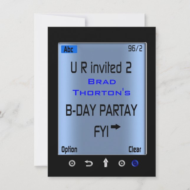 Teen Smart Phone Texting Birthday Party Invitation (Front)