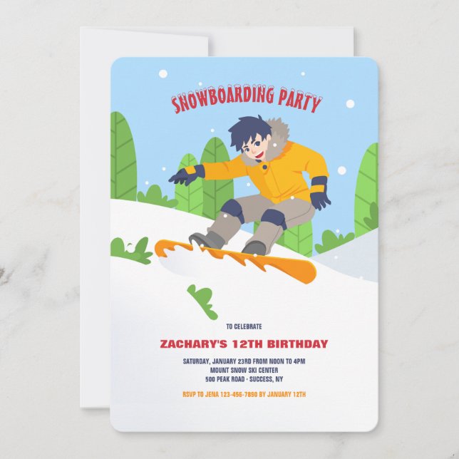 Teen Snowboarder Invitation (Front)