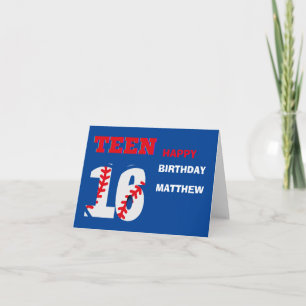 Teen sports baseball birthday greeting card