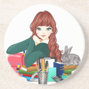 Teen Student Schoolgirl supplies back to school Coaster
