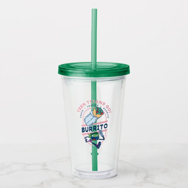 Teen Titans Go! Beast Boy "Truth Justice Burrito" Acrylic Tumbler (Front)