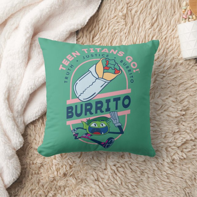 Teen Titans Go! Beast Boy "Truth Justice Burrito" Throw Pillow (Blanket)