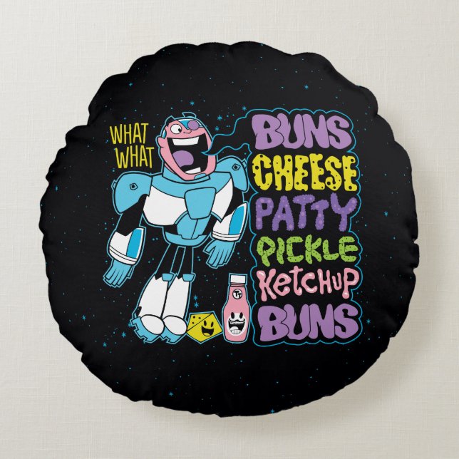 Teen Titans Go! | Cyborg Burger Rap Round Pillow (Front)