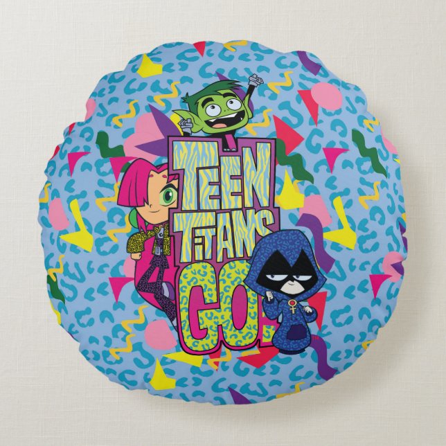 Teen Titans Go! | "Girls Girls" Animal Print Logo Round Pillow (Front)