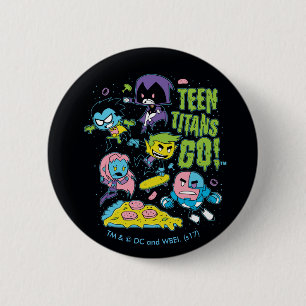 Teen Titans Go!   Gnarly 90's Pizza Graphic 2 Inch Round Button