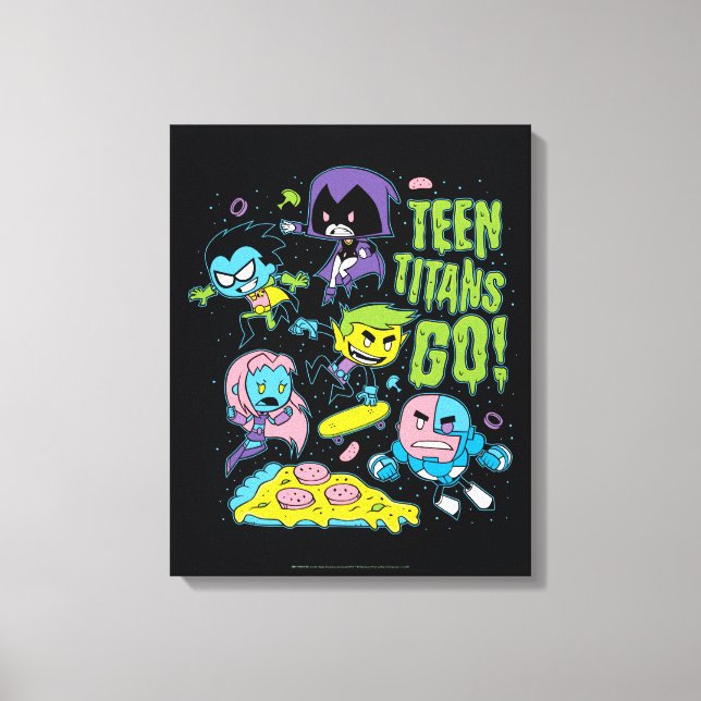 Teen Titans Go! | Gnarly 90's Pizza Graphic Canvas Print (Front)