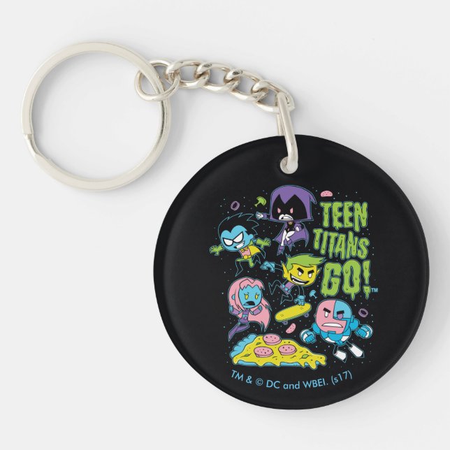 Teen Titans Go! | Gnarly 90's Pizza Graphic Keychain (Front)