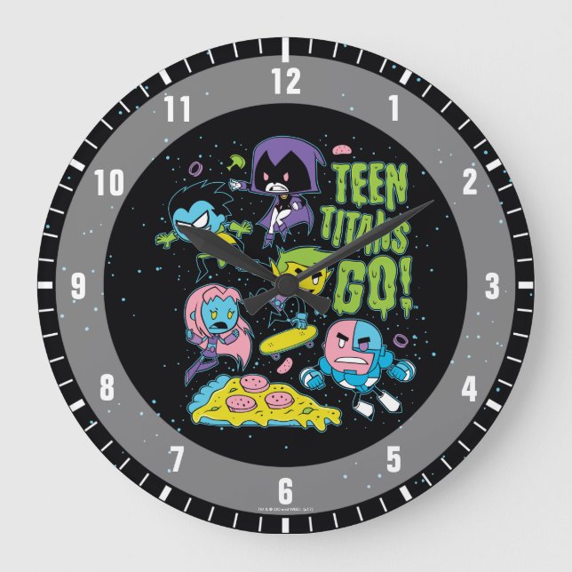 Teen Titans Go! | Gnarly 90's Pizza Graphic Large Clock (Front)
