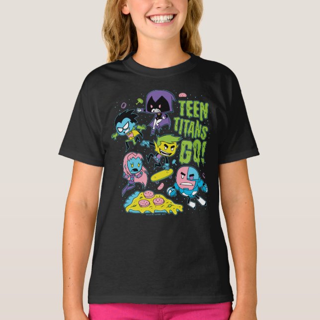 Teen Titans Go! | Gnarly 90's Pizza Graphic T-Shirt (Front)