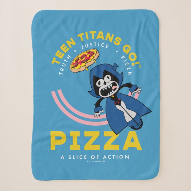 Teen Titans Go! Raven "Truth Justice Pizza" Sherpa Blanket (Front)