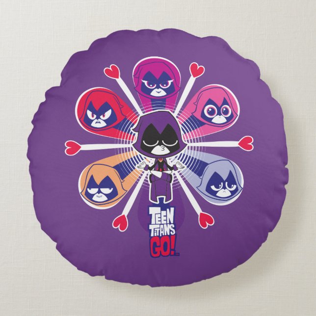 Teen Titans Go! | Raven's Emoticlones Round Pillow (Front)
