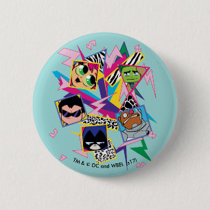 Teen Titans Go!   Retro 90's Group Collage 2 Inch Round Button