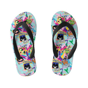 Teen Titans Go! Retro 90's Group Collage Kid's Flip Flops