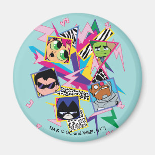 Teen Titans Go! Retro 90's Group Collage Magnet