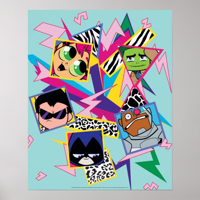 Teen Titans Go! | Retro 90's Group Collage Poster (Front)