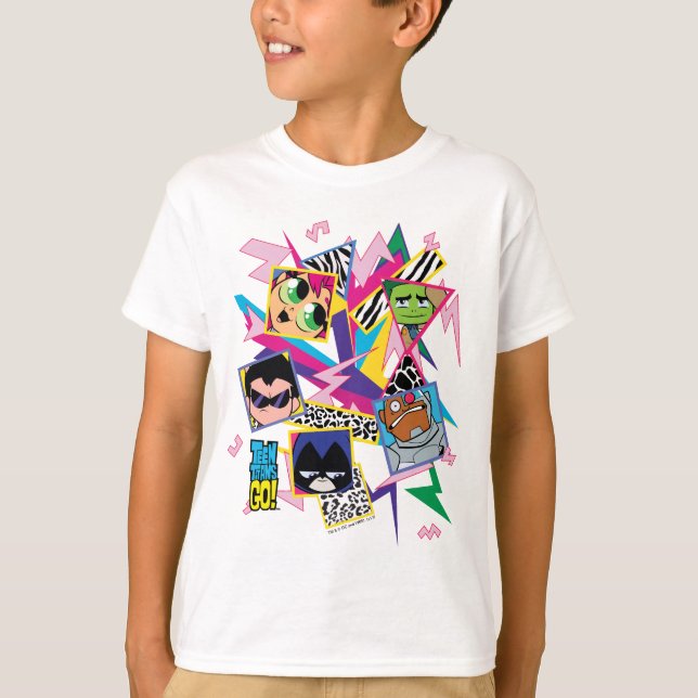 Teen Titans Go! | Retro 90's Group Collage T-Shirt (Front)
