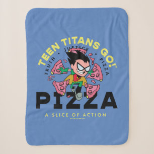 Teen Titans Go! Robin "Truth Justice Pizza" Sherpa Blanket
