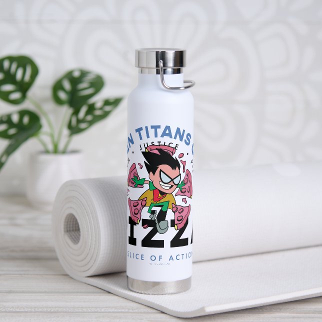 Teen Titans Go! Robin "Truth Justice Pizza" Water Bottle (Yoga)