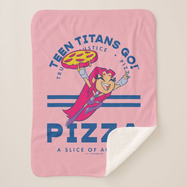 Teen Titans Go! Starfire "Truth Justice Pizza" Sherpa Blanket (Front)